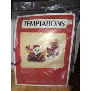 VTG 1988 J&L Designs 8135 Santa in his Sleigh Canvas Needlepoint Kit Reindeer